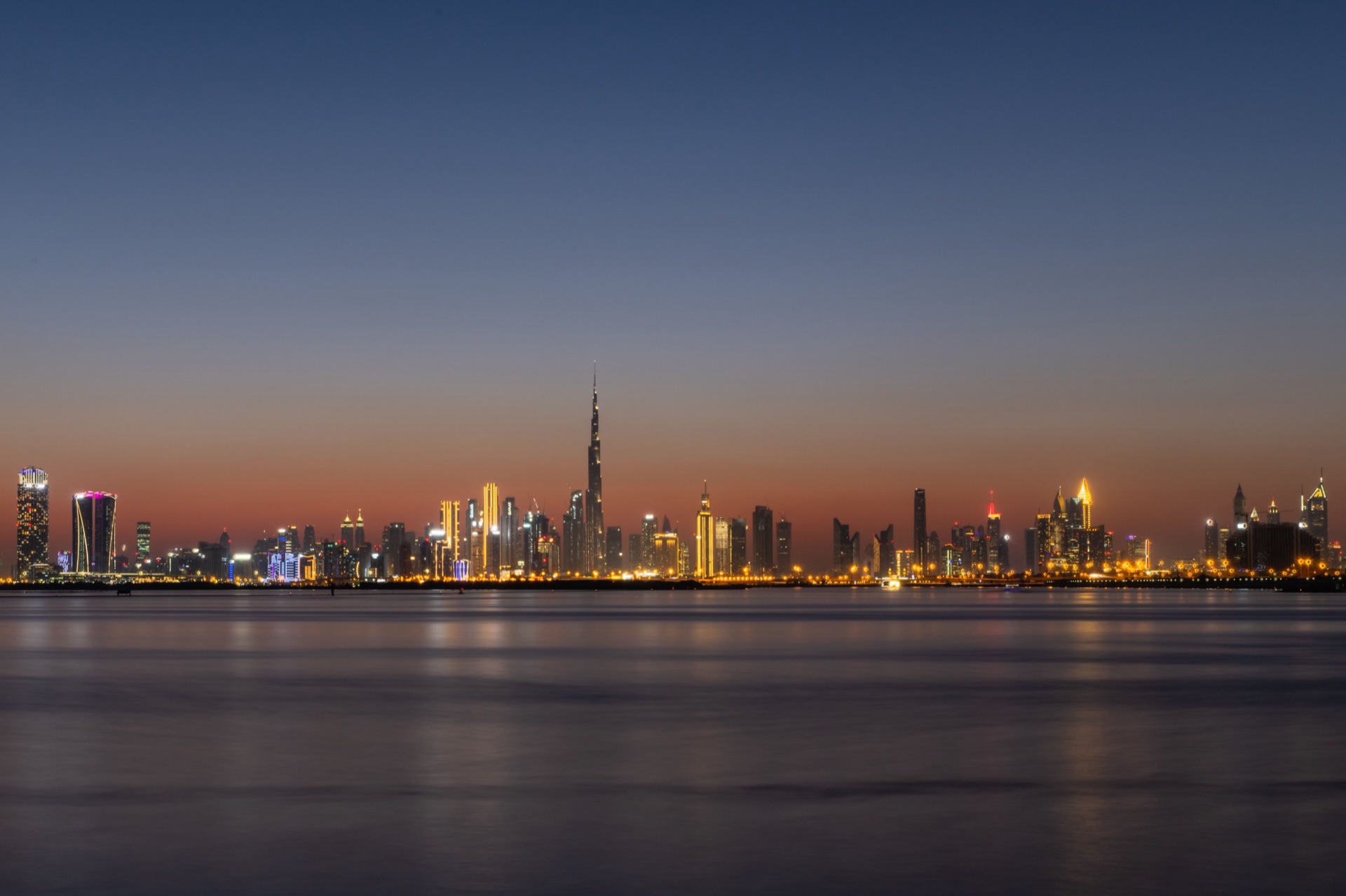 Dubai city skyline at night