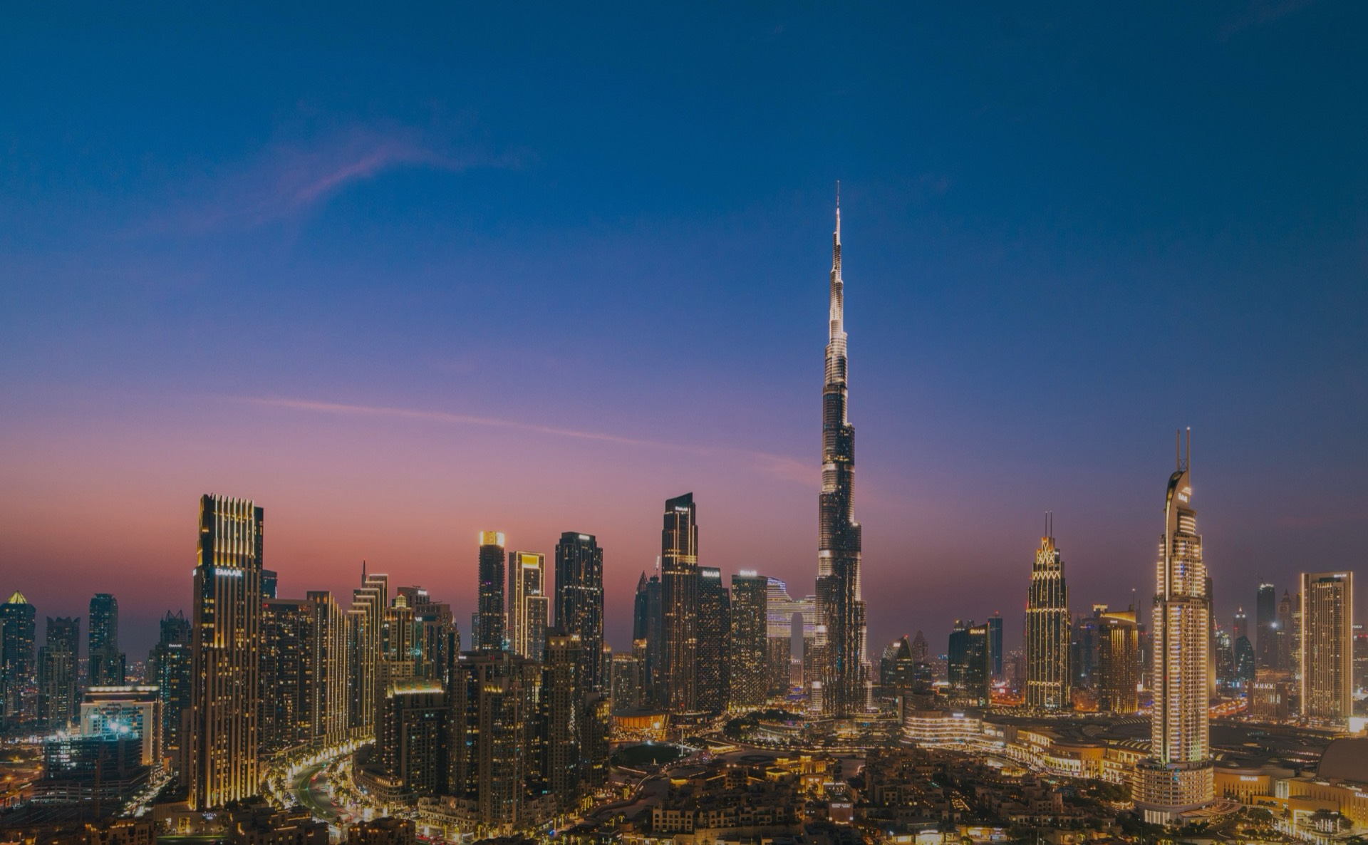 Dubai skyline at dusk